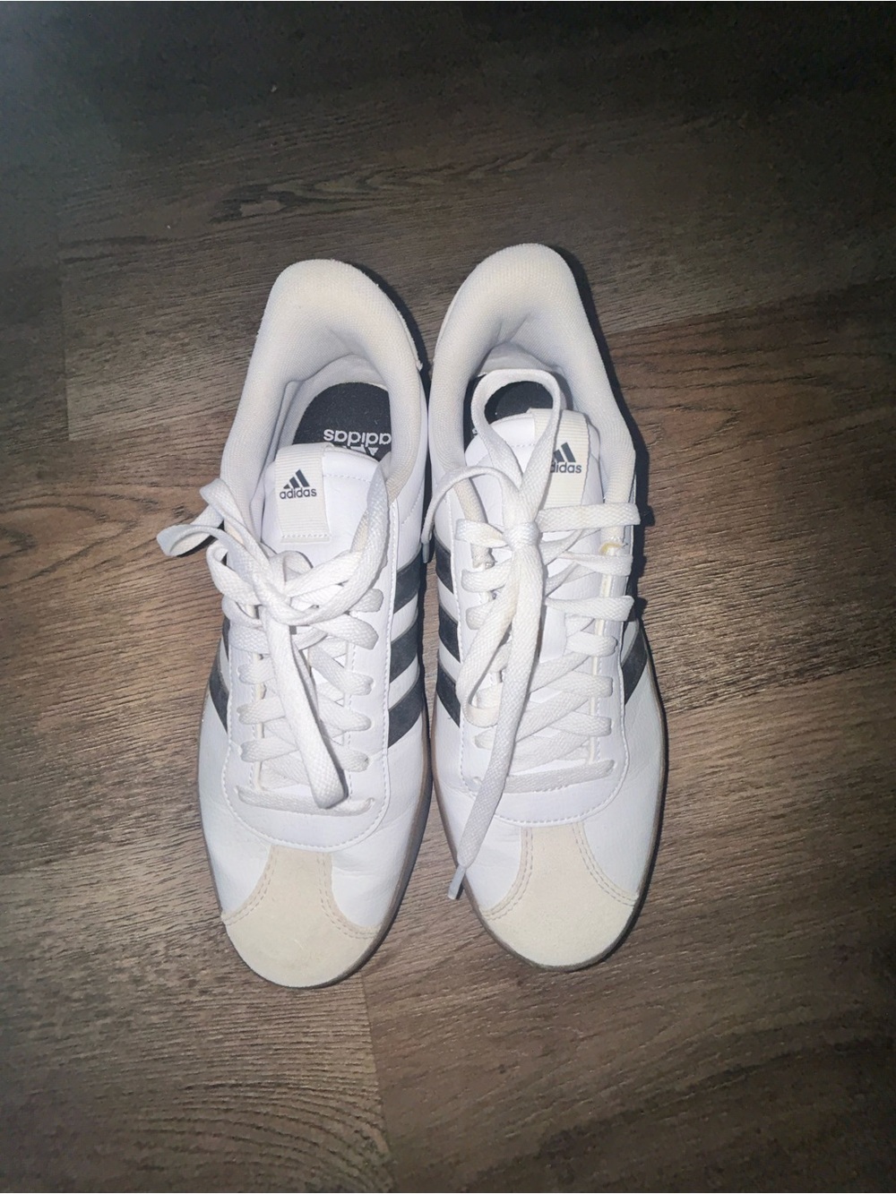 adidas Women's White Sneakers with Black Stripes